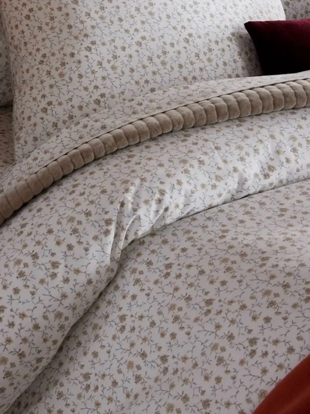 NWOT Quince Organic Crisp Percale Duvet Cover, King/Cal (Toffee Florette)